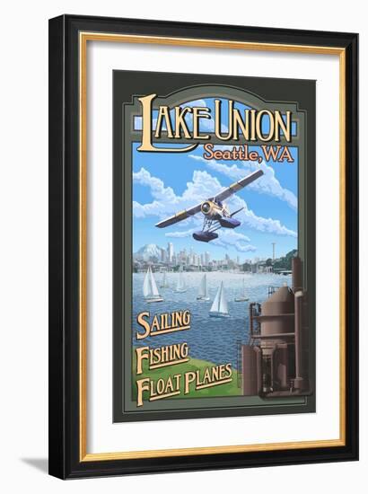 Lake Union Float Plane, Seattle, Washington-Lantern Press-Framed Art Print