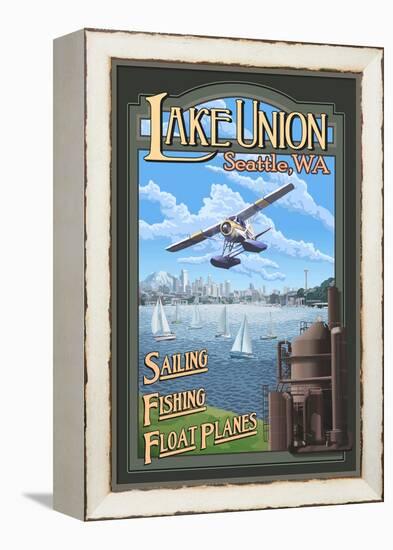 Lake Union Float Plane, Seattle, Washington-Lantern Press-Framed Stretched Canvas