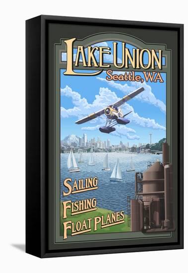Lake Union Float Plane, Seattle, Washington-Lantern Press-Framed Stretched Canvas