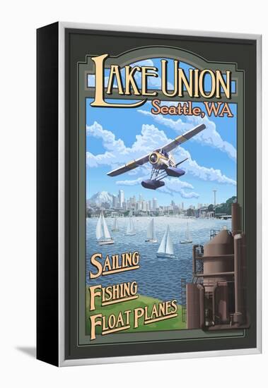 Lake Union Float Plane, Seattle, Washington-Lantern Press-Framed Stretched Canvas