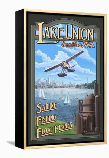 Lake Union Float Plane, Seattle, Washington-Lantern Press-Framed Stretched Canvas