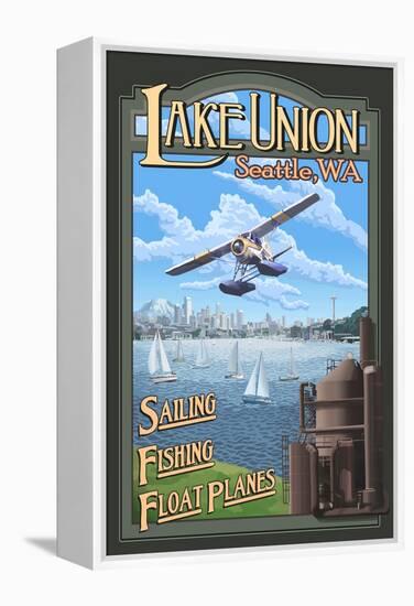 Lake Union Float Plane, Seattle, Washington-Lantern Press-Framed Stretched Canvas