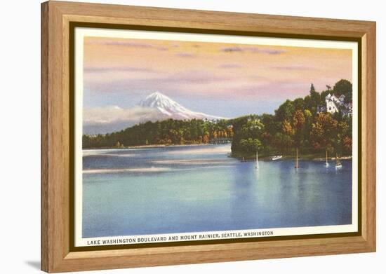 Lake Washington Boulevard and Mt. Rainier, Washington-null-Framed Stretched Canvas