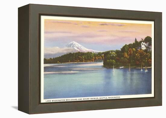 Lake Washington Boulevard and Mt. Rainier, Washington-null-Framed Stretched Canvas