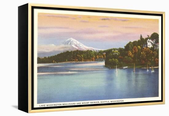 Lake Washington Boulevard and Mt. Rainier, Washington-null-Framed Stretched Canvas