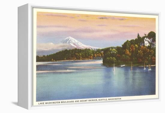 Lake Washington Boulevard and Mt. Rainier, Washington-null-Framed Stretched Canvas