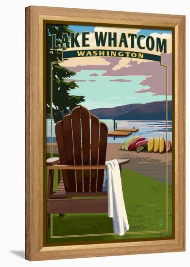 Lake Whatcom, Washington - Adirondack Chairs-Lantern Press-Framed Stretched Canvas