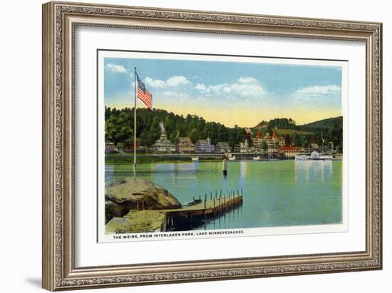 Lake Winnipesaukee, Maine - Interlaken Park View of the Weirs-Lantern Press-Framed Art Print