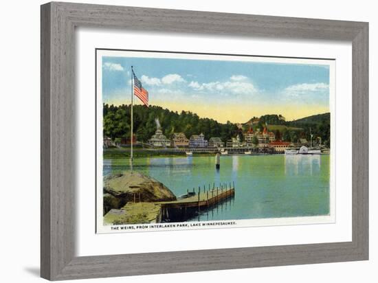 Lake Winnipesaukee, Maine - Interlaken Park View of the Weirs-Lantern Press-Framed Art Print