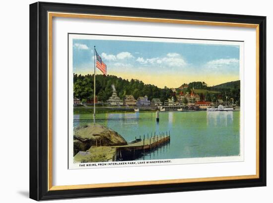 Lake Winnipesaukee, Maine - Interlaken Park View of the Weirs-Lantern Press-Framed Art Print