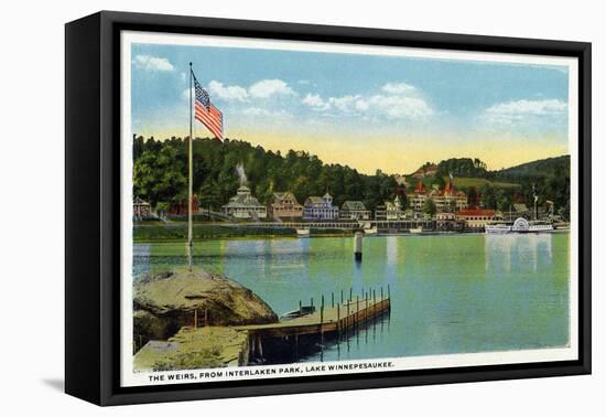 Lake Winnipesaukee, Maine - Interlaken Park View of the Weirs-Lantern Press-Framed Stretched Canvas