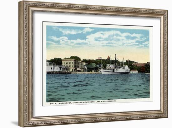 Lake Winnipesaukee, Maine - Mt. Washington Steamer at Wolfeboro Wharf-Lantern Press-Framed Art Print