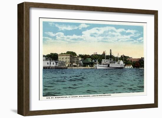 Lake Winnipesaukee, Maine - Mt. Washington Steamer at Wolfeboro Wharf-Lantern Press-Framed Art Print