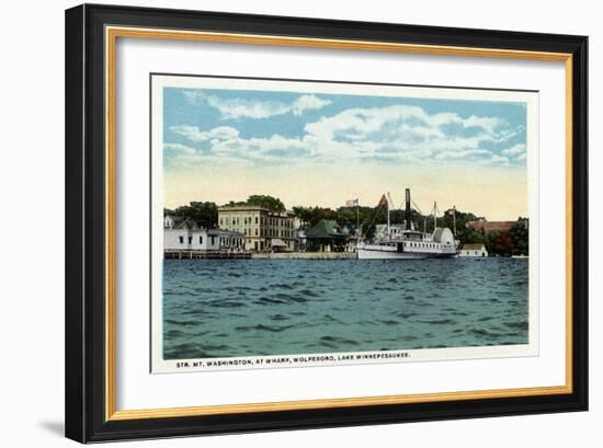 Lake Winnipesaukee, Maine - Mt. Washington Steamer at Wolfeboro Wharf-Lantern Press-Framed Art Print