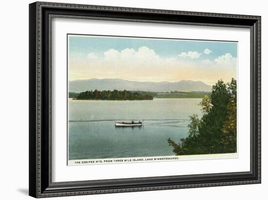 Lake Winnipesaukee, Maine - Three Mile Island View of the Ossipee Mts-Lantern Press-Framed Art Print