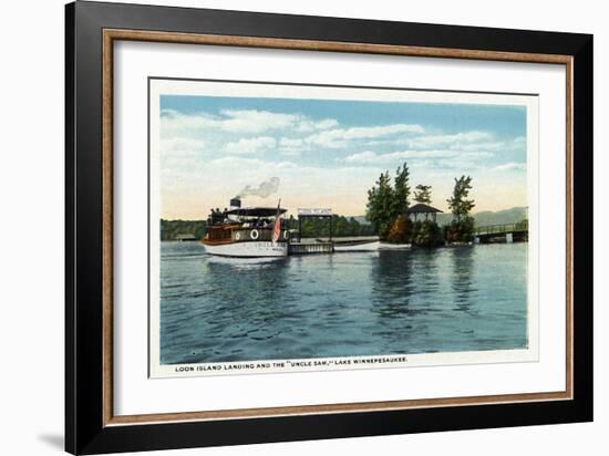 Lake Winnipesaukee, Maine - Uncle Sam Steamer at the Loon Island Landing-Lantern Press-Framed Art Print