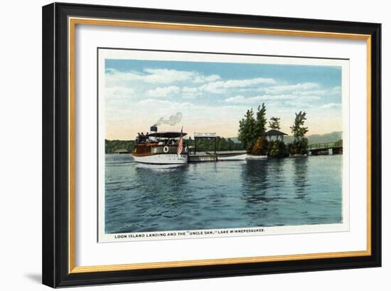 Lake Winnipesaukee, Maine - Uncle Sam Steamer at the Loon Island Landing-Lantern Press-Framed Art Print