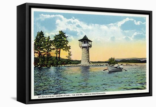 Lake Winnipesaukee, Maine - View of the Spindle Point Observatory, the Weirs-Lantern Press-Framed Stretched Canvas