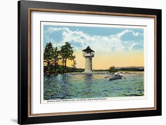 Lake Winnipesaukee, Maine - View of the Spindle Point Observatory, the Weirs-Lantern Press-Framed Art Print