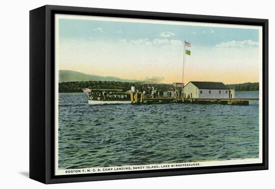 Lake Winnipesaukee, ME - Sandy Island, Boston YMCA Camp Landing View-Lantern Press-Framed Stretched Canvas