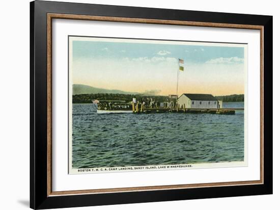 Lake Winnipesaukee, ME - Sandy Island, Boston YMCA Camp Landing View-Lantern Press-Framed Art Print