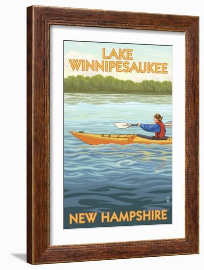 Lake Winnipesaukee, New Hampshire - Kayak Scene-Lantern Press-Framed Art Print