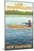 Lake Winnipesaukee, New Hampshire - Kayak Scene-Lantern Press-Mounted Art Print