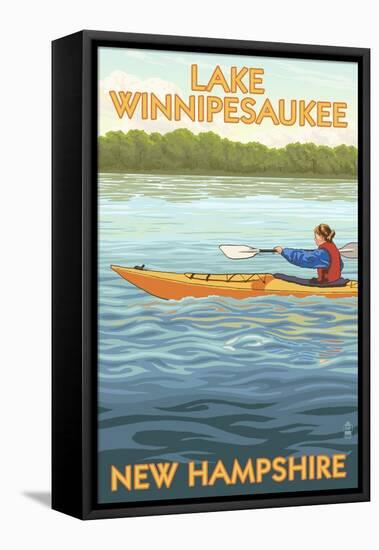 Lake Winnipesaukee, New Hampshire - Kayak Scene-Lantern Press-Framed Stretched Canvas