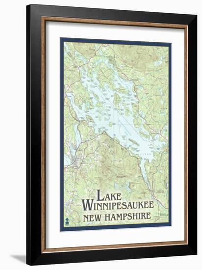 Lake Winnipesaukee, New Hampshire - No Icons-Lantern Press-Framed Art Print