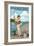 Lake Winnipesaukee, New Hampshire - Pinup Girl Fishing-Lantern Press-Framed Art Print