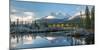 Lake with mountains in background, Beaverlodge, Three Sisters, Canmore, Alberta, Canada-null-Mounted Photographic Print