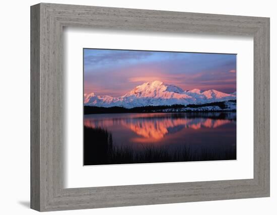 Lake with Mt McKinley, Denali National Park and Preserve, Alaska, USA-Hugh Rose-Framed Photographic Print