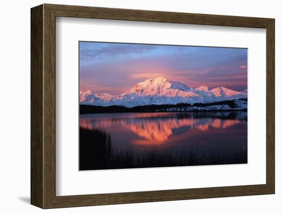 Lake with Mt McKinley, Denali National Park and Preserve, Alaska, USA-Hugh Rose-Framed Photographic Print