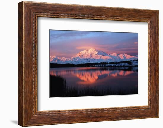 Lake with Mt McKinley, Denali National Park and Preserve, Alaska, USA-Hugh Rose-Framed Photographic Print