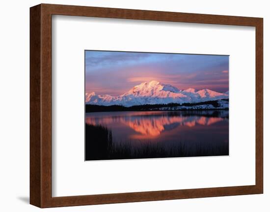 Lake with Mt McKinley, Denali National Park and Preserve, Alaska, USA-Hugh Rose-Framed Photographic Print