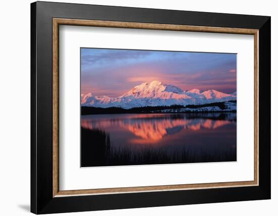 Lake with Mt McKinley, Denali National Park and Preserve, Alaska, USA-Hugh Rose-Framed Photographic Print