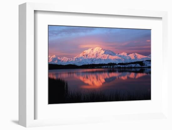 Lake with Mt McKinley, Denali National Park and Preserve, Alaska, USA-Hugh Rose-Framed Photographic Print