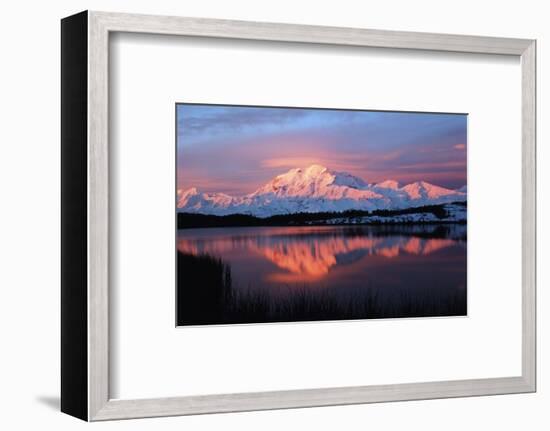 Lake with Mt McKinley, Denali National Park and Preserve, Alaska, USA-Hugh Rose-Framed Photographic Print