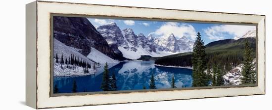 Lake with Snow Covered Mountains in the Background, Moraine Lake, Banff National Park, Alberta-null-Framed Premier Image Canvas