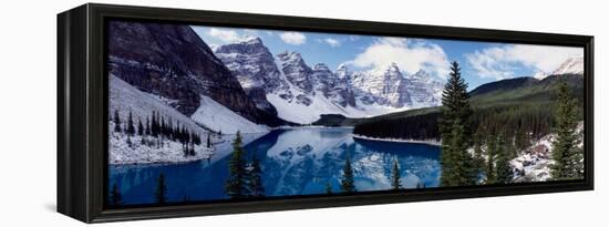 Lake with Snow Covered Mountains in the Background, Moraine Lake, Banff National Park, Alberta-null-Framed Premier Image Canvas