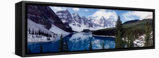 Lake with Snow Covered Mountains in the Background, Moraine Lake, Banff National Park, Alberta-null-Framed Premier Image Canvas