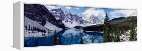 Lake with Snow Covered Mountains in the Background, Moraine Lake, Banff National Park, Alberta-null-Framed Premier Image Canvas