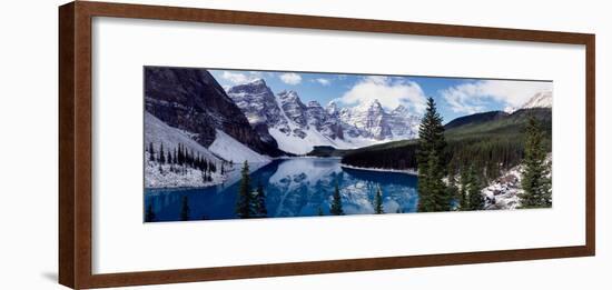 Lake with Snow Covered Mountains in the Background, Moraine Lake, Banff National Park, Alberta-null-Framed Photographic Print