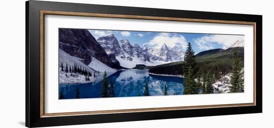 Lake with Snow Covered Mountains in the Background, Moraine Lake, Banff National Park, Alberta-null-Framed Photographic Print