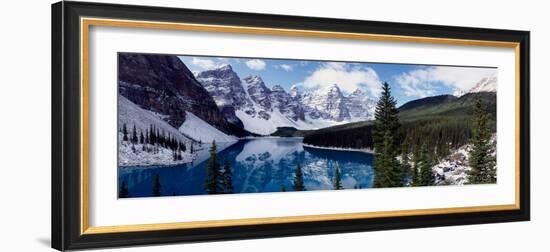 Lake with Snow Covered Mountains in the Background, Moraine Lake, Banff National Park, Alberta-null-Framed Photographic Print