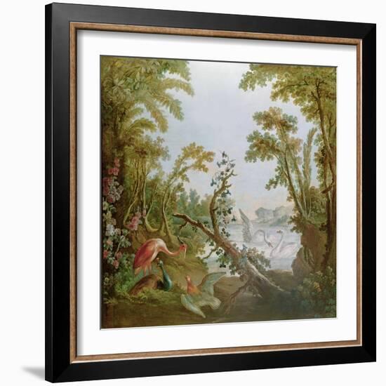 Lake with Swans, a Flamingo and Various Birds, from the Salon of Gilles Demarteau, C.1750-65-Francois Boucher-Framed Giclee Print