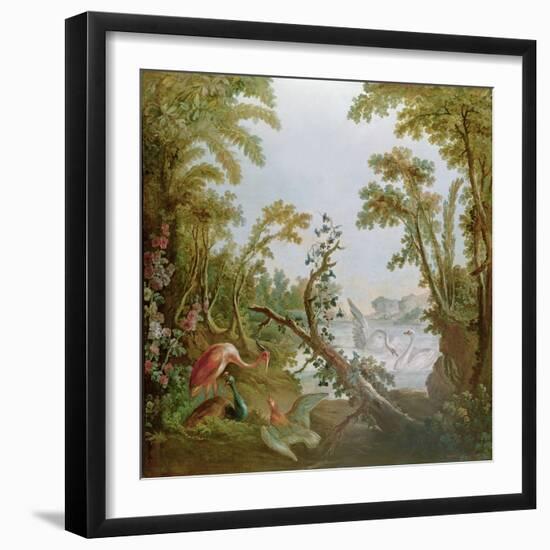 Lake with Swans, a Flamingo and Various Birds, from the Salon of Gilles Demarteau, C.1750-65-Francois Boucher-Framed Giclee Print