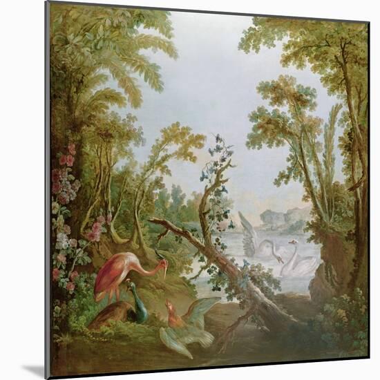Lake with Swans, a Flamingo and Various Birds, from the Salon of Gilles Demarteau, C.1750-65-Francois Boucher-Mounted Giclee Print