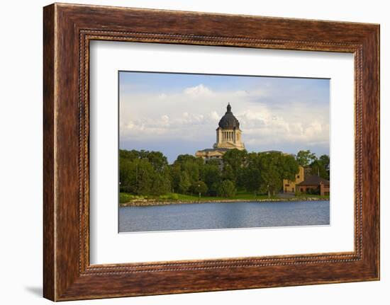 Lake with view of South Dakota State Capitol and complex, Pierre, South Dakota, built between 19...-null-Framed Photographic Print