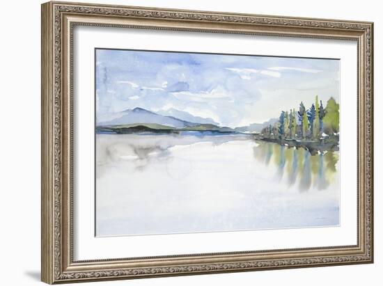 Lakefront Watercolor-Lora Gold-Framed Premium Giclee Print